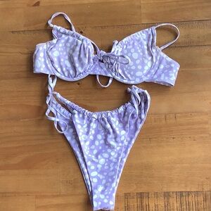 Polka Dot Lilac Bikini Top and Bottom
